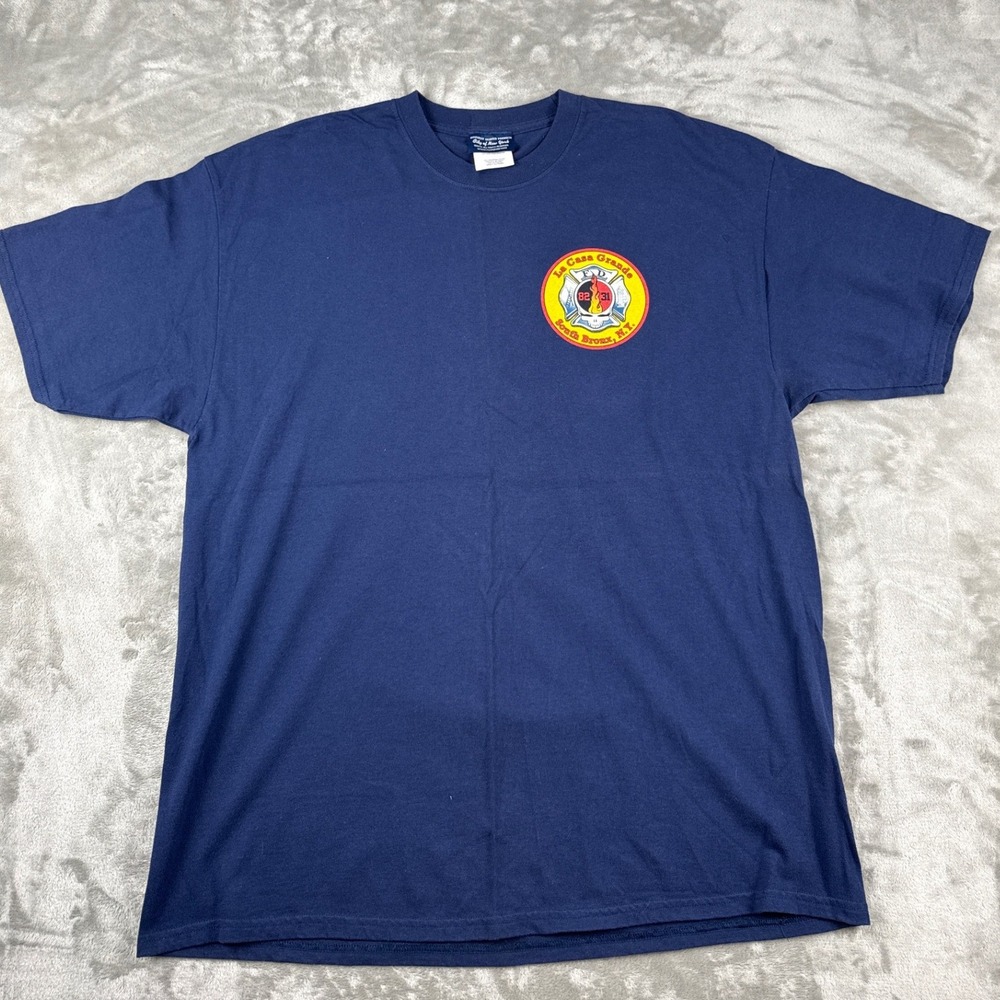 FDNY La Casa Grande Engine 82 Tower Ladder 31 South Bronx Navy T-Shirt XL